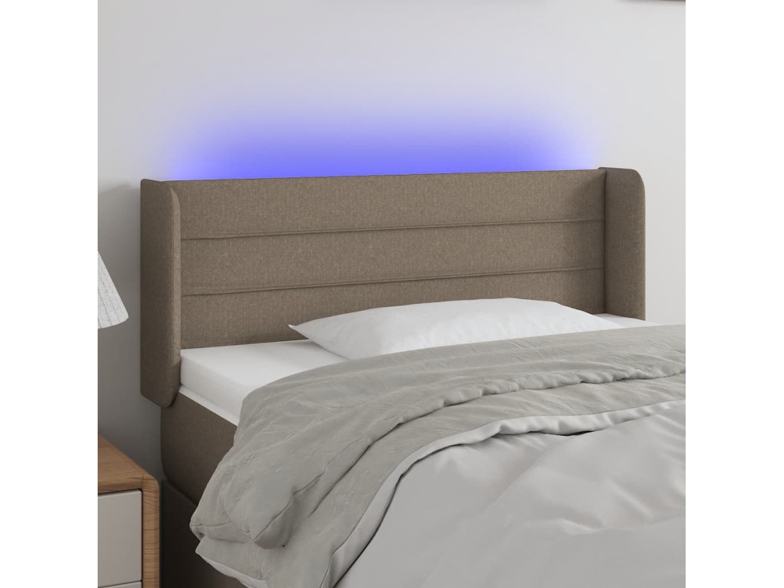 Cabecero Con Led De Tela Gris Taupe 93x16x78/88 Cm