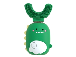Cepillo De Dientes Eléctrico Infantil En Forma De U Con Diseño De Dinosaurio De Dibujos Animados, Ipx7, Automático, Verde.
