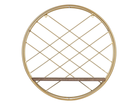 Estante Natural Dorado Metal Madera 43 x 13 x 43 cm