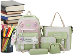 Kit De Mochila Escolar Para Adolescentes Gran Capacidad Conjunto Combinado Lona Elegante Con Accesorios Ni Os Y As