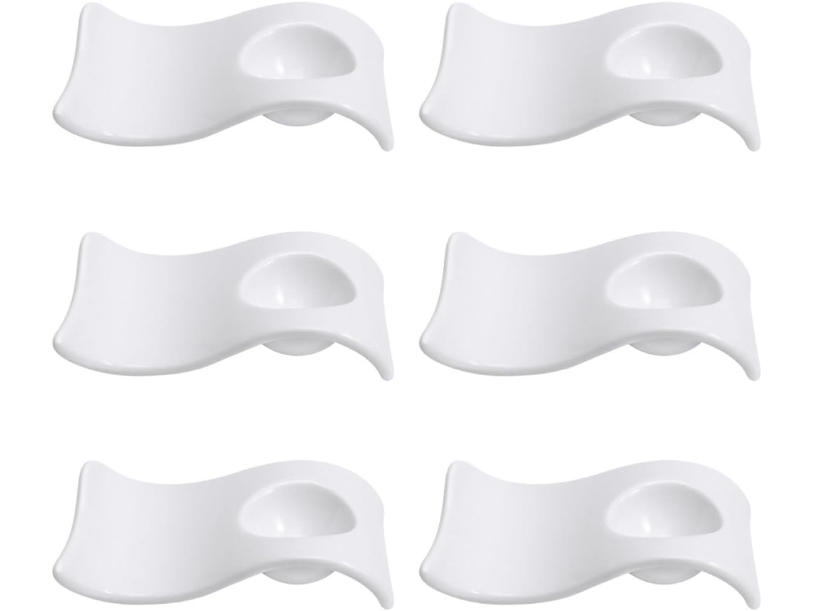 Juego De 6 Hueveras/recipientes Para Huevos De Cerámica Blanca Con Forma De Onda, Ligeros Y
