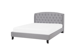Cama con somier BELIANI Bordeaux de Poliéster Gris 169x221x106