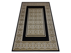 Alfombra Gloss Moderno 6776 86 Elegante, Marco, Griego Negro/Oro (180 x 270 cm)