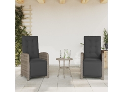 Sillas de jardín reclinables de 2 piezas con reposapiés DKD Home Decor, mimbre gris