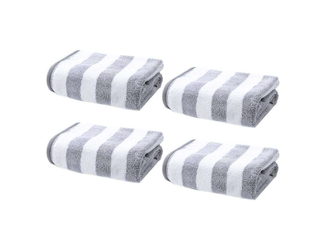 Conjunto de Toallas de Baño RNEMITERY Playa Turcas Cabana Rayas Gruesas Paquete Absorbente Terciopelo Gris - 4pcs (30x60)