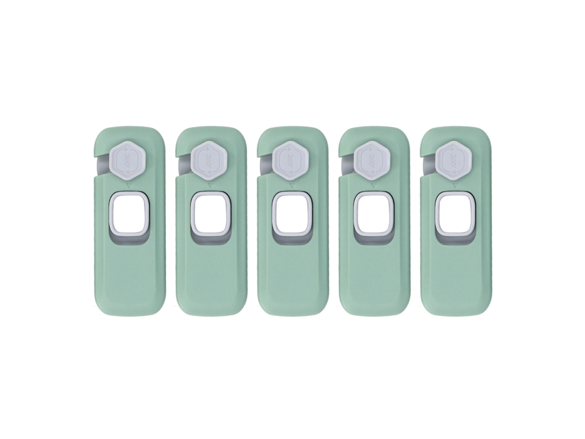 5 Cierres De Seguridad Para Niños Para Cajones De Refrigerador Con Adhesivo De Doble Protección, Color Verde.