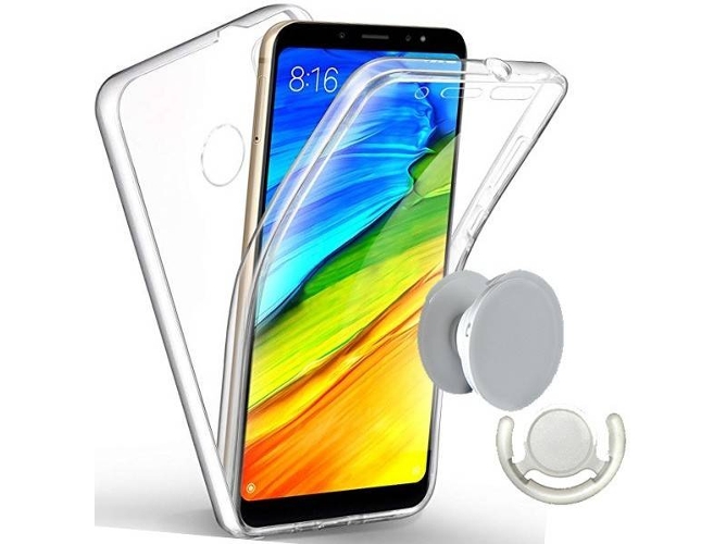 Kit Funda, PopSocket y Soporte PopSocket Blanco Xiaomi Redmi 6, 6A 360º Transparente