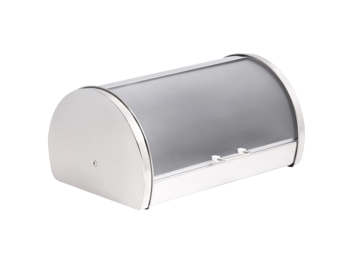 Porta-pão De Metal Com Tampa Rolante Beliani Friandise De Aço Inoxidável Prateado 38x26x19
