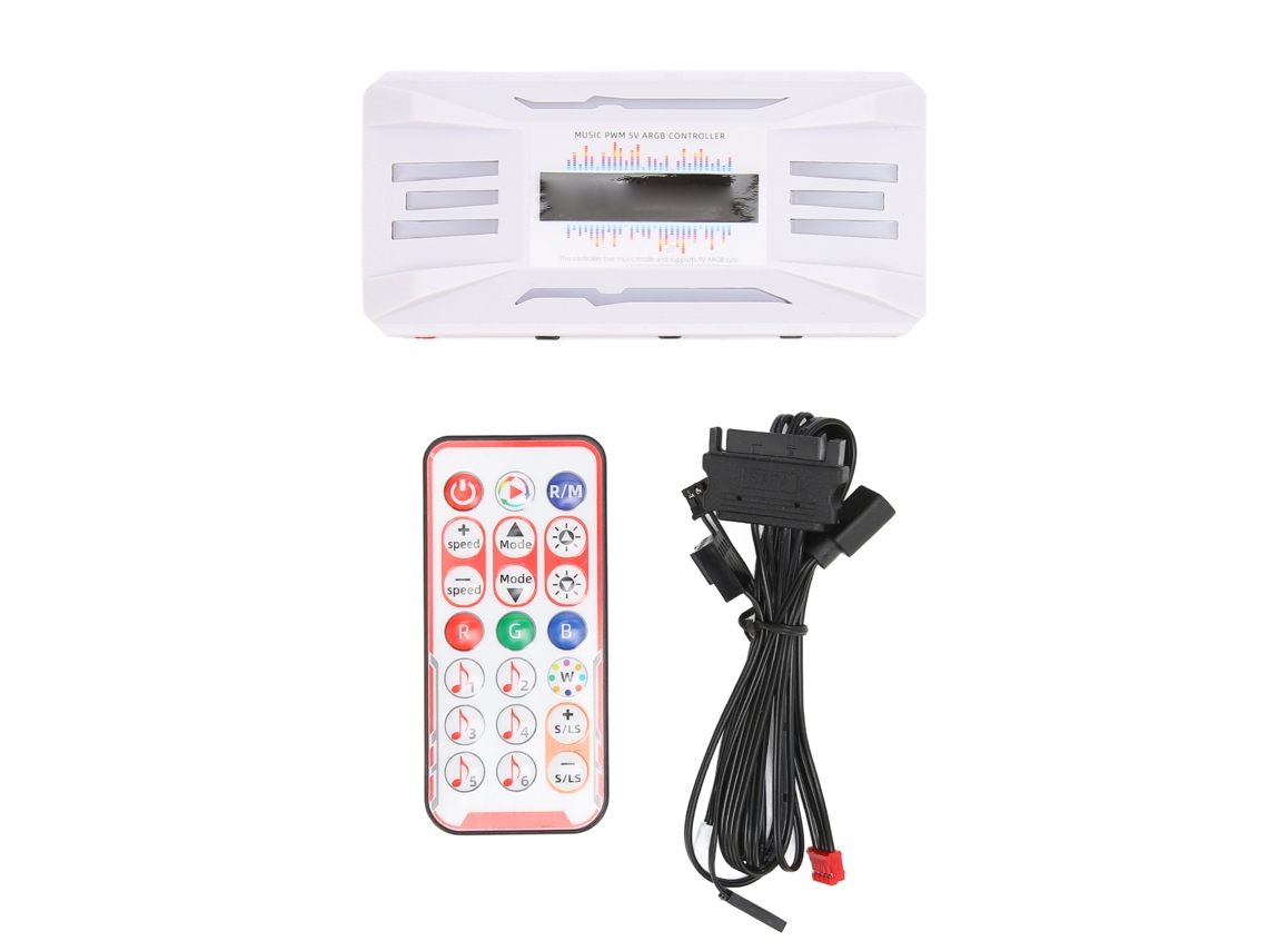 Controlador De Temperatura De Ventilador Pwm Con Adaptador De Luz Rgb Y Control Remoto Para Pc