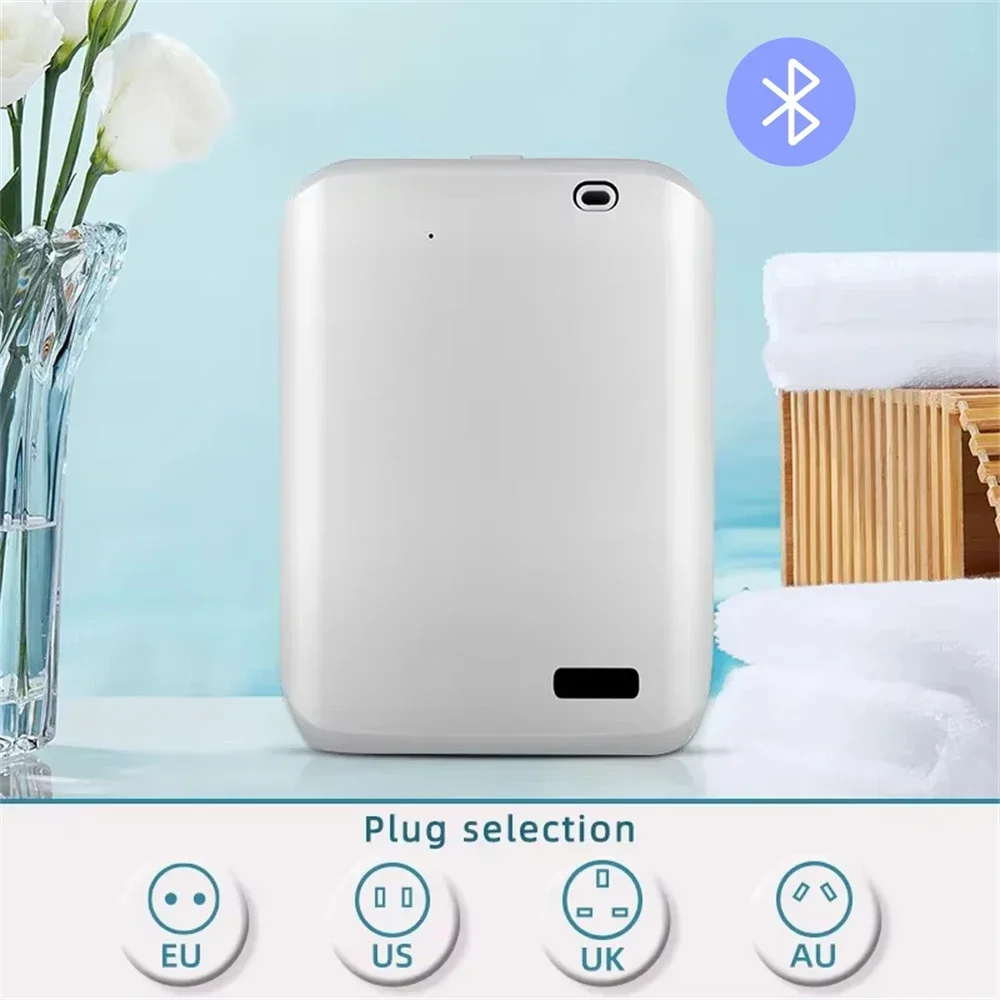 Difusor de aceites esenciales (blanco, Bluetooth) con control Bluetooth, para uso doméstico, capacidad de 150ml.
