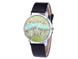 Reloj De Pulsera Analógico De Cuarzo Redondo Moderno De Aleación Negra Para Parejas