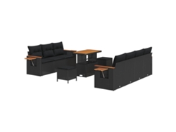 Maison Exclusive - Conjunto de sofás de jardín con cojines, 13 piezas, mimbre negro