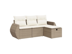 Conjunto 4 de sofás jardín con cojines VIDAXL ratán sintético beige