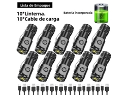 Mini Lanterna Led Super Brilhante com Clipe para Caneta e Bateria Recarregável Usb Integrada, Portátil MDUG (10 Unidades)