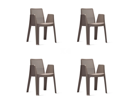 GARBAR PLAY Set 4 Silla Con Brazos Interior Exterior Chocolate