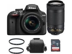 Kit Cámara Réflex NIKON D3400 AF-P 18-55mm F3.5-5.6G VR + AF-P 70-300mm F4.5-6.3 ED VR (20062)+ Bolsa+ 16gb SD + Hoya UX UV 55mm+ Hoya UX UV 58mm