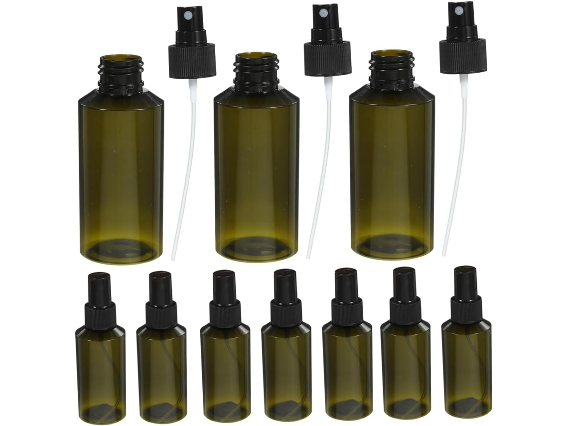 Conjunto De 10 Frascos De Spray Verdes Recarregáveis Para Viagem.