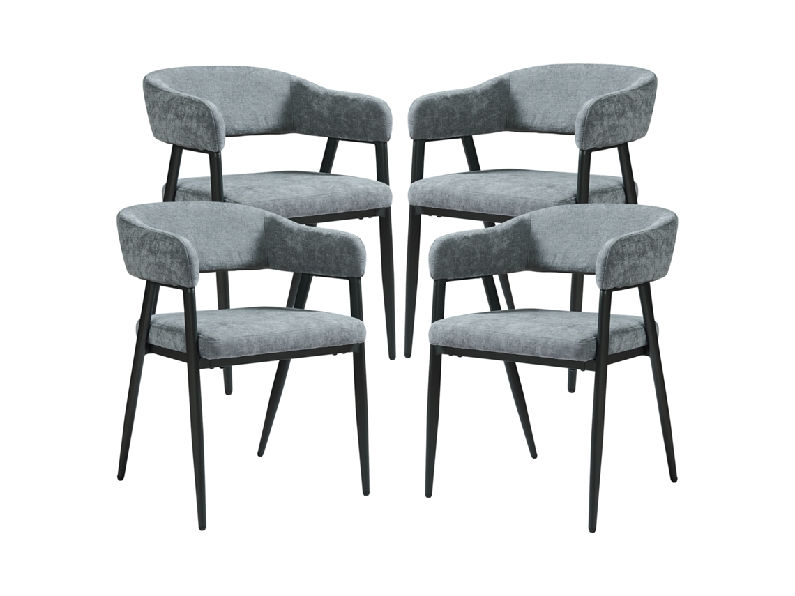 Juego de 4 Sillas Tapizadas en Tela Gris Oscuro [EN.CASA]