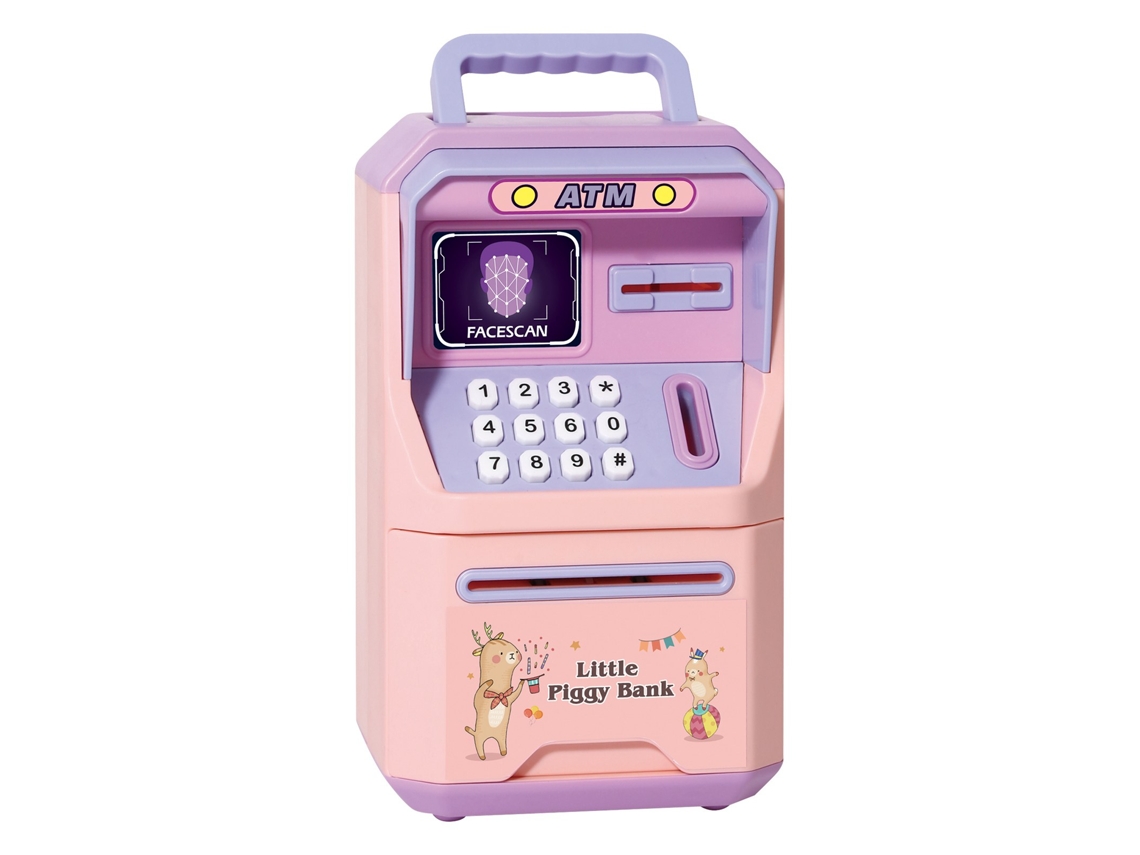 Caja De Ahorros Eléctrica Para Niños Atm Simulado Reconocimiento Facial Auto Scroll Billetes Voz Inteligente