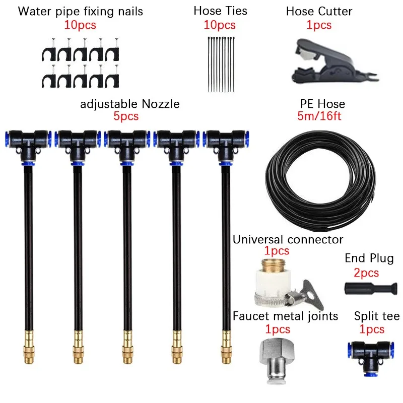 (5m) Kit De Aspersor De Riego Universal, Boquilla Giratoria De Cobre, Pulverización Atomizadora.