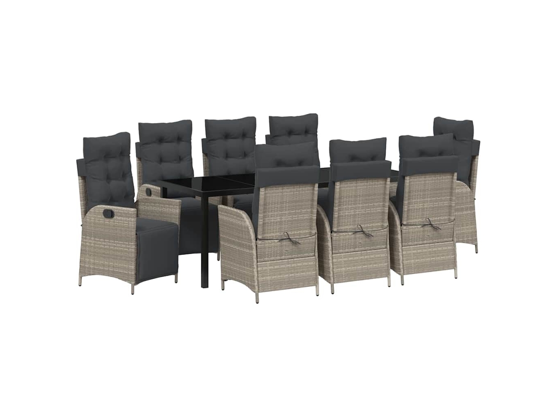 Maison Exclusive - Conjunto De Comedor De Jardín 9 Pcs Gris Claro Ratán Sintético