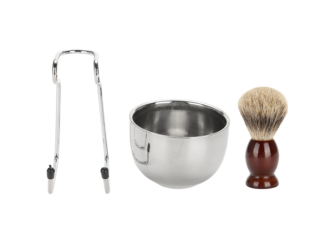 2026 conjunto de Barbear Profissional com Taça, Suporte e Escova de Aço Inoxidável Ferramenta de Barbear 02