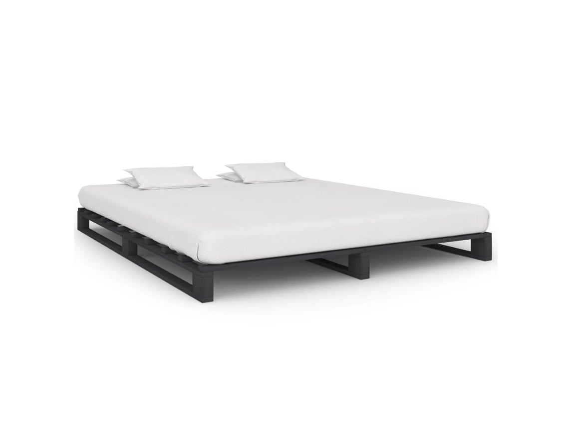 Estructura De Cama De Palets Madera Maciza Pino Gris 200x200 Cm
