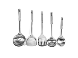 Juego De 5 Utensilios De Cocina De Acero Inoxidable: Cuchara, Espátula Y Herramientas De Cocina.