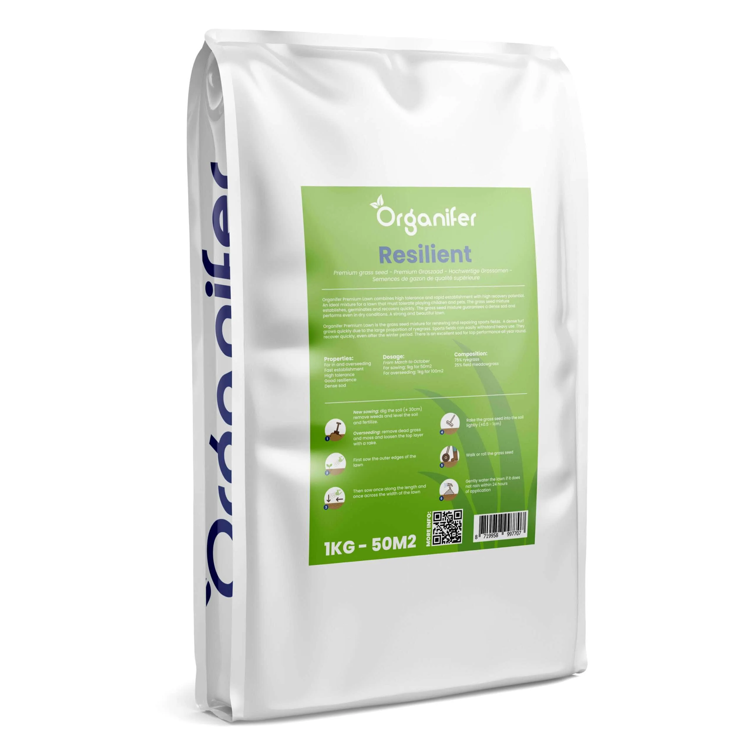 Semilla de Reparación para Césped – Resistente (1 kg para 50 m2) - ORGANIFER