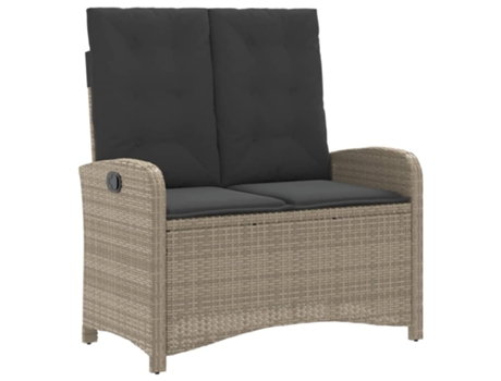 Sillón reclinable de jardín VIDAXL con cojines ratán sintético gris