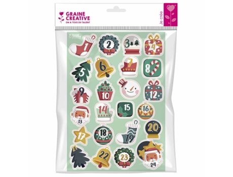 24 pegatinas de calendario de Adviento - Feliz Navidad