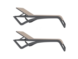 Set 2 Tumbonas Exterior Gris Oscuro - Beige Sky Club Resol