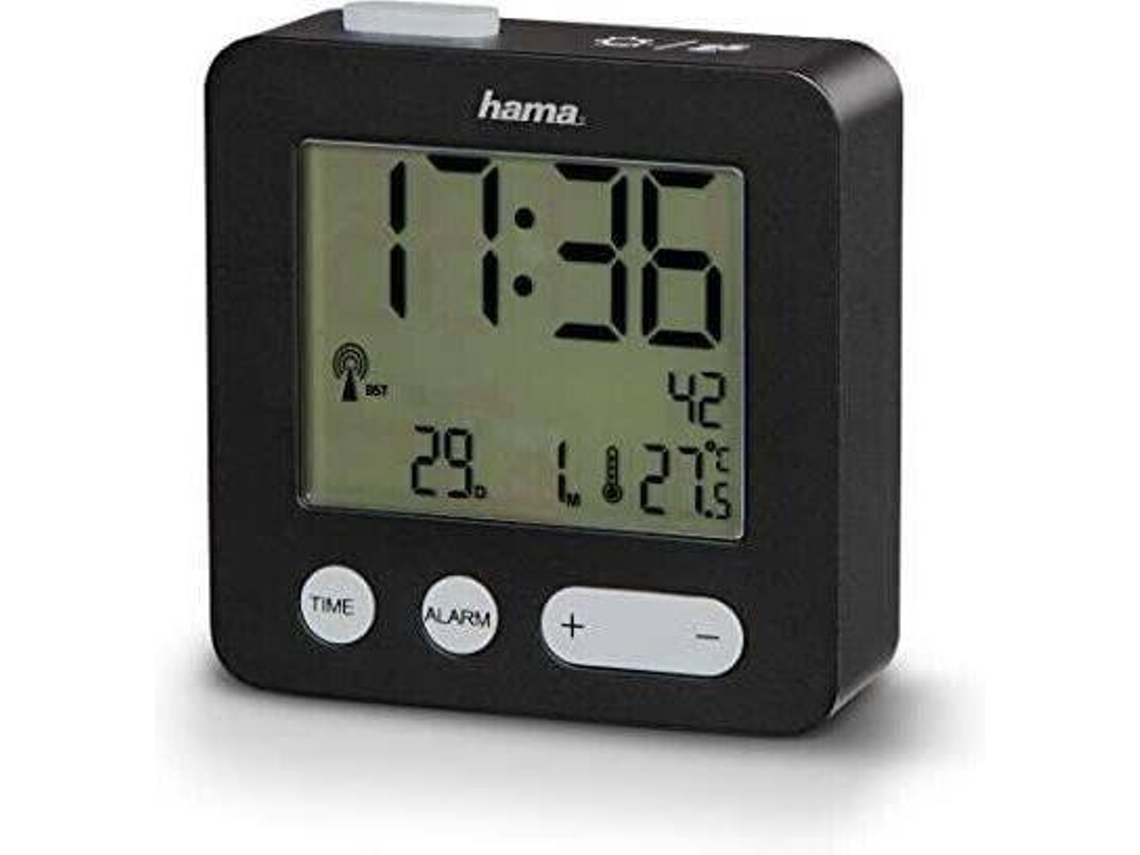 Despertador Radiocontrolado Piccolo Negro HAMA 00186447 Worten.es