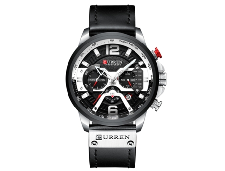 Relojes para hombre, calendario grande, relojes deportivos con correa de cuero resistente al agua, reloj de cuarzo para hombre, carcasa blancanegro...