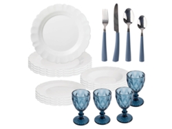 Vajilla Blanca 12 Piezas 4 Vasos Set 16 Cubiertos San Ignacio (250 ml)