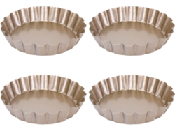 Molde para mini quiche de 10 cm con base antiadherente extraíble, fabricado en acero al carbono (Gokoco)