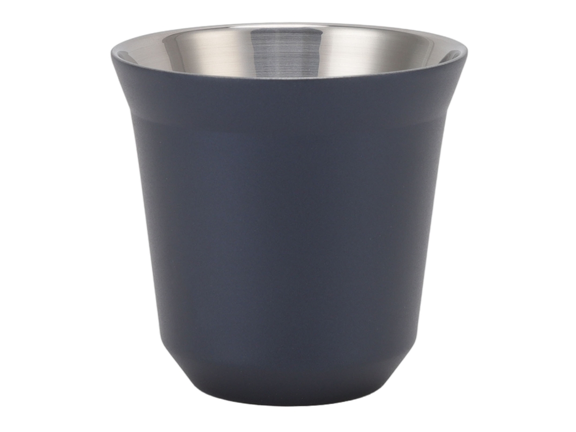 Taza de café de acero inoxidable 304 con aislamiento térmico para el hogar y el camping, azul oscuro, 80 ml