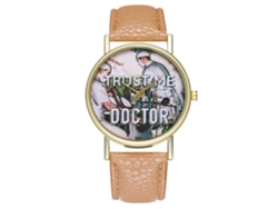 Reloj De Muñeca Unisex De Doctor Con Correa Pu Dial Redondo Cuarzo (beige)