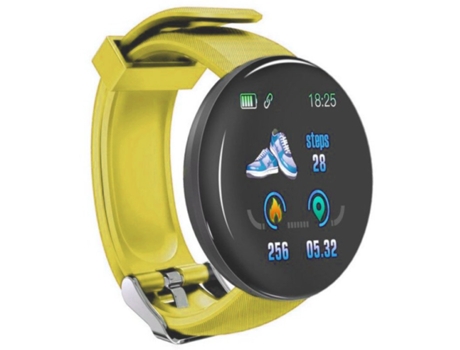 Smartwatch KLACK Pulsera Deportiva Kd18 con Pantalla TFT 1.3 Frecuencia Cardíaca Presión Arterial y Notificaciones Amarilla