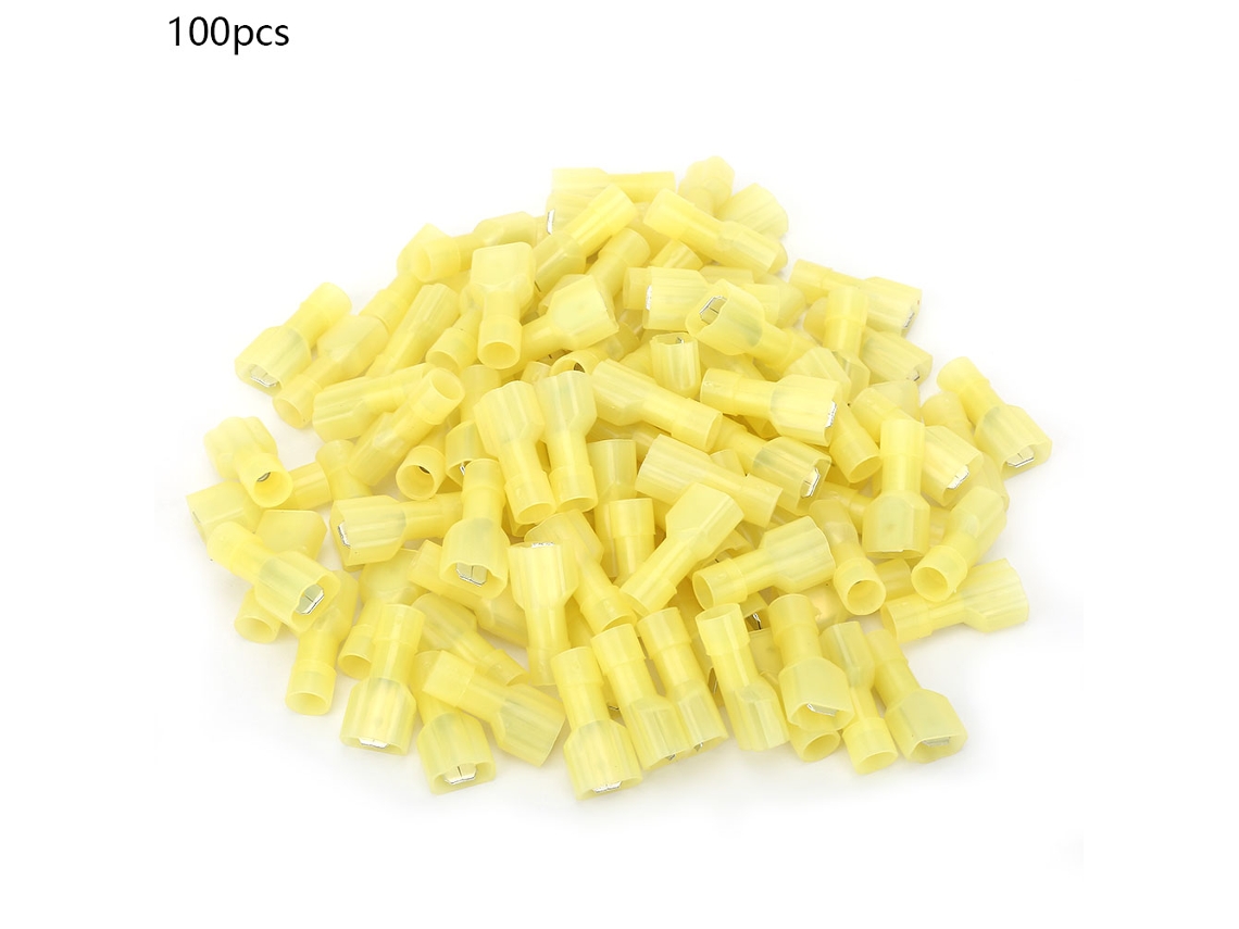 2026velora-100 Piezas Conector Hembra Aislado Nylon Amarillo Mdfn5.5-250 Terminal De Cable Alambre