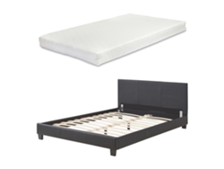 Cama con Colchón de Espuma Albacete Cuero Fría CORIUM Negro (140x200)