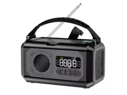 Radio solar de manivela BESTVITE de 12000 mAh con linterna de emergencia (gris)
