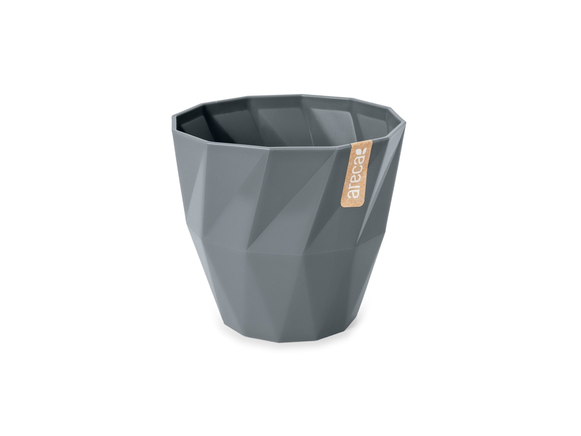ARECA Quartz - Maceta Redonda Decorativa 13 cm con Textura Gris