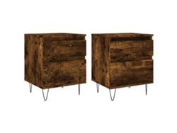 Maison Exclusive - Mesitas Noche 2 Uds Madera Ingeniería Roble Ahumado 40x35x50 Cm