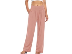 2026-pantalones Deportivos Mujer De Algodón Sueltos De Cintura Alta Con Bolsillos Para Yoga Y Pijama Xxl Rosa