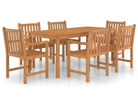 Conjunto 7 Conjunto de comedor de jardín VIDAXL madera maciza de teca