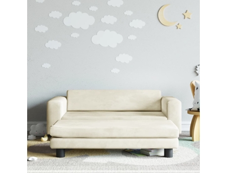 MAISON EXCLUSIVE - Sofá para niños con reposapiés terciopelo crema 100x50x30 cm