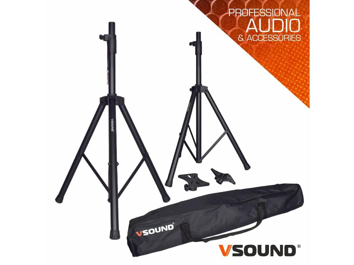 Juego de 2 soportes para altavoces de hasta 30 kg con bolsa de transporte VSOUND