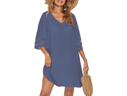 2026-vestido De Playa Suelto Para Mujer Con Cuello V Y Manga 3/4, Enterizo Ligero De Verano Para Bikini Y Trajes De Baño