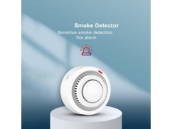 Detector de humo con alarma sensible y notificaciones de la aplicación Tuya para sistemas de alarma contra incendios residenciales.